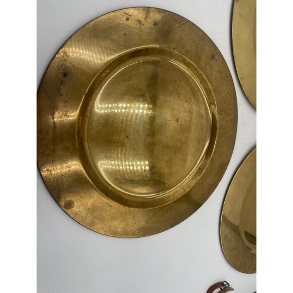 Solid Brass Plates Trio India  Vintage Dining Decor & Collectibles - Picture 3 of 5